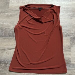 Express Cowl Neck Cap Sleeve Blouse Shirt, Rust, Size Medium